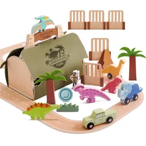 Nuevo Montessori DIY Tema de dinosaurio Mini ferrocarril fingir bolsa de fieltro paquete juguetes educativos para niños Unisex de 5 a 7 años