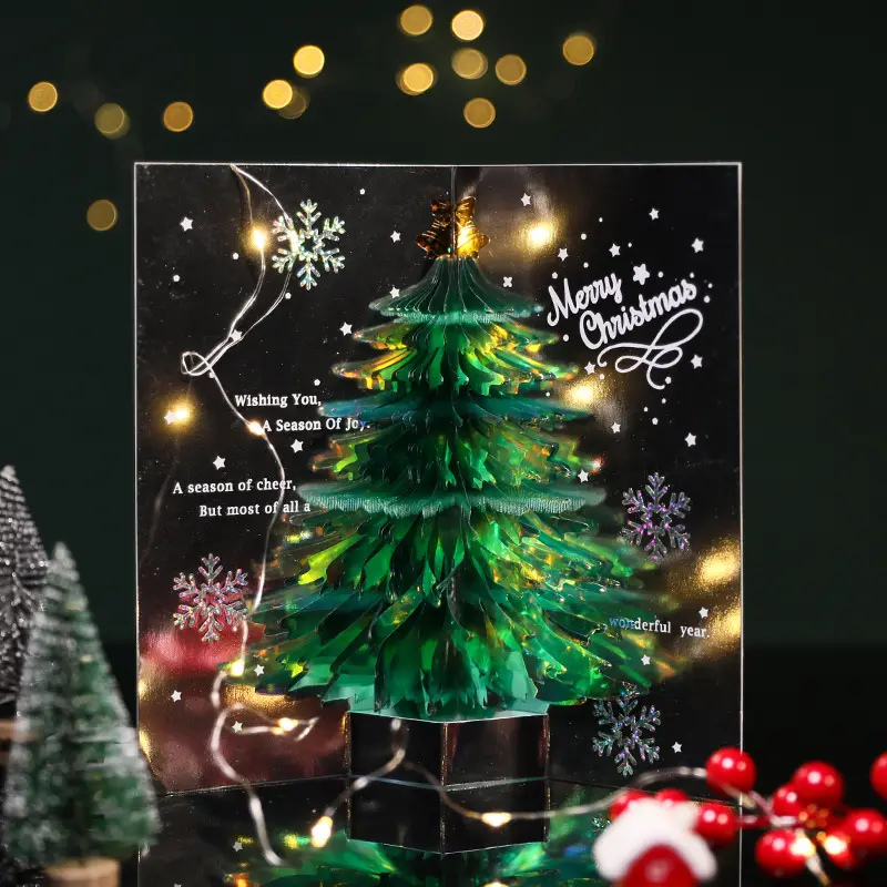 การ์ด3D ต้นคริสต์มาสการ์ดสุดสร้างสรรค์ของขวัญคริสต์มาสของนักเรียนของขวัญเทศกาลคริสต์มาส