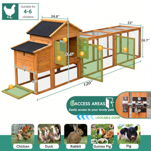 Gallinero de madera para exteriores con corral y valla transpirable, para gallinas y aves de corral, desde almacén de EE. UU. - Product Image 2