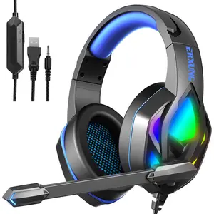 H100 Anc Headphone Gaming dengan Kabel Mikrofon Rgb Game Noise Cancel Pc Gamer Headset Aux Usb Over Ear Headphone Disko Diam