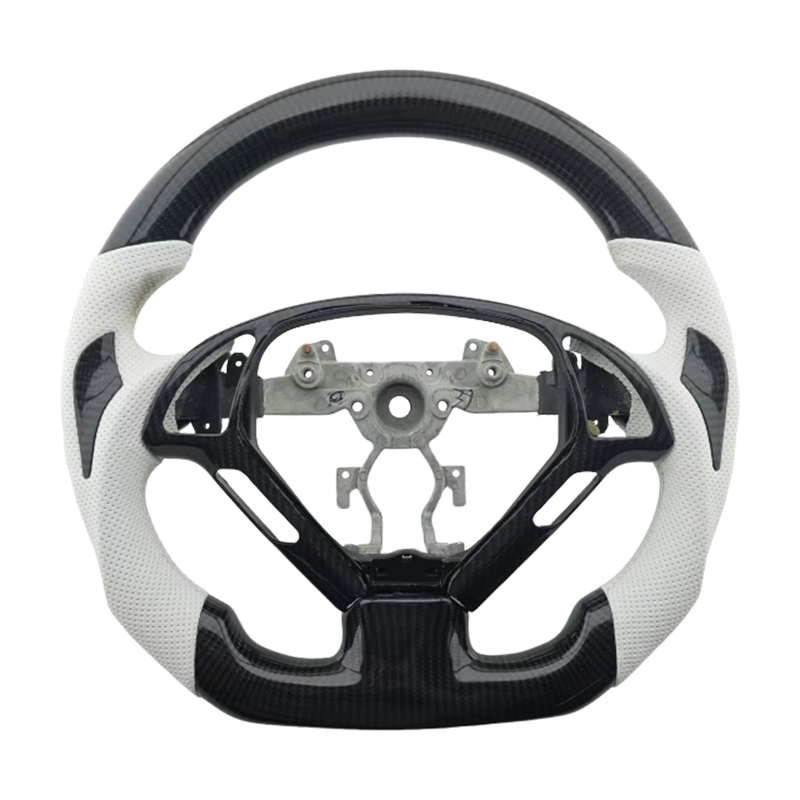 คาร์บอนไฟเบอร์+หนังเจาะรู+กริป+เย็บสีขาว