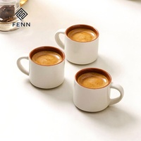 Tasses à café en céramique empilables FENN, prix d'usine, logo personnalisé imprimé, 70 ml, mini-tasses à expresso, tasses à café en céramique pour la maison et les cafés