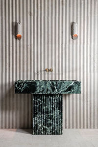 Lavabo de Baño de Mármol Blanco <span class=keywords><strong>con</strong></span> Vetas Negras, Lavabo de Piedra de Estilo Vintage para Instalación en <span class=keywords><strong>Pedestal</strong></span> en Hoteles Residenciales Clásicos - Product Image 5