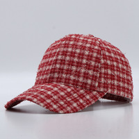 Gorra de béisbol clásica a cuadros de 6 paneles, ajustable, para todas las estaciones, estilo coreano, sencilla, de ala ancha, para mujer, transfronteriza