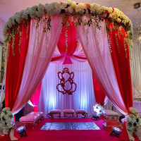 Structure de Chapiteau Rond Ajustable 10x10 pieds, Chuppah Carrée, Système de Drapage Robuste pour Mariages et Événements
