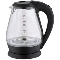 Bouilloire électrique sans fil GEDITAI 1,8 L en verre borosilicate transparent, contrôle numérique, arrêt automatique, base rotative à 360°