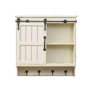 <b>Wall</b> Cabinet With Sliding Door Off White 2 Tier Punch Free <b>Wall</b> <b>Mounted</b> Storage Rack For Kitchen Living Room Hooks <b>Shelves</b> - Product Image 5