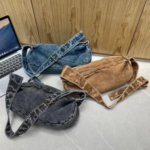 Hobos Casual Cloth Bags For Women Luxury Designer Handbags And Purses New In Vintage Washing Process Denim Small Chest Bag