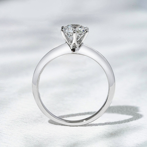 Anillo de Diamante Cultivado en Laboratorio de Oro Sólido de 10K con Diamante Solitario de 6 Puntas de Corte Redondo de 0.5ct 1ct - Product Image 4