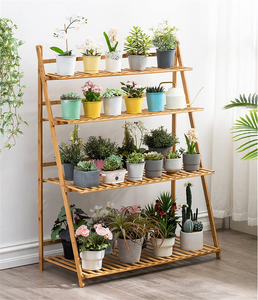 Bamboo Rack Multifunctional Holder Plant Flower <b>Stand</b> Utility Storage Shelf - Product Image 3
