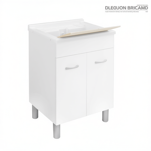 Mueble de Baño con Lavabo y Gabinete de Melamina, 60 cm de Ancho, 50 cm de Profundidad, Acabado Blanco - Product Image 3
