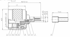 Conector N-C-J1.5 RF Macho, Conector N de Crimpado para Cable de Comunicación RG316 RG174, Conector Macho N - Product Image 3