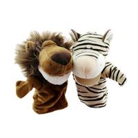 Marionnettes à main en peluche animaux mignons à bouche ouverte Lion Tigre Singe Jouets en peluche interactifs parent-enfant Poupées de maternelle Vente en gros