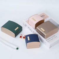 Boîte à bijoux en cuir brossé Gold Label, boîte à bagues haut de gamme, boîte cadeau pour collier et bracelet, emballage avec estampage à chaud, rectangulaire