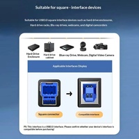 Câble d'imprimante USB 3.0 haute vitesse à tête carrée avec connecteurs USB-A/B, en cuivre sans oxygène, charge rapide, options 1m/2m
