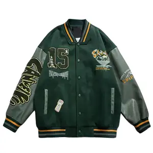 Atacado mens bombardeiro jaqueta universitária personalizado chenille bordado remendos letterman beisebol varsity jaqueta