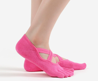 Chaussettes de yoga croisées antidérapantes à 5 orteils pour chaussettes Pilates à cinq orteils à la mode pour femmes professionnelles Ultimate Grip