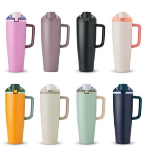 Modern <b>Large</b> Capacity Insulated 304 Stainless Steel Vacuum <b>Flask</b> Bottle Dual Drinking Straw Portable Travel Handle Leak-Proof - Product Image 2