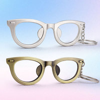 Porte-clés décapsuleur en métal en forme de lunettes, en alliage de zinc, avec logo personnalisé, promotionnel