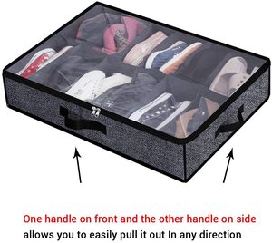 Foldable Under Bed <b>Shoe</b> Storage Organizer Fit 12 to 24 Pairs Underbed <b>Shoes</b> Storage <b>Box</b> With <b>Clear</b> Window - Product Image 3
