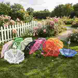 Colorful <b>Lace</b> Lightweight Elegant Bridal Wedding Photography Dance Party Decoration Hook Handle Parasol Umbrella - Product Image 2