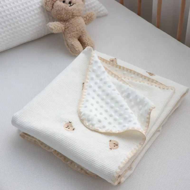 Neue 100% Baumwolle Waffel Minky Dot Wickel decke Neugeborene Baby decke