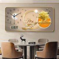 Nouvelle Décoration de Restaurant Moderne Style Luxe Cadres Toiles Imprimées Tableaux Muraux Art Mural en Porcelaine avec Horloge