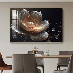 Peintures sur toile imprimées haute définition personnalisées de luxe en gros, décorations murales LED en porcelaine de cristal pour la maison - Product Image 4