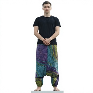 Pantalon Sama Aladdin en coton de haute qualité, taille élastique, coupe ample, yoga, méditation, danse, streetwear décontracté, style bohème vintage - Product Image 1