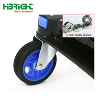 Carrito de Compras Plegable de Plástico de Cuatro Ruedas para Supermercado, Estilo Industrial, para Exteriores, de Dos Niveles, con Capacidad de Carga de 150 kg