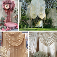 Rouleau de tissu de fond en soie de lait ANNIELU sur mesure, rideaux sans plis pour la décoration de mariages et de fêtes