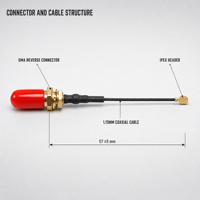 Câble Pigtail RF RP-SMA vers IPEX 1.13mm Coaxial 600-6000MHz 50 Ohm, Adaptateur d'Antenne pour Module de Routeur 4G 5G LTE