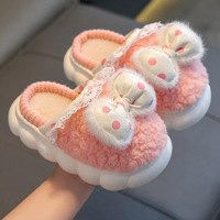 Nouveaux produits pantoufles d'hiver pour filles conception d'arc chaussures en peluche de coton pour enfants pantoufles en coton épaissi pour enfants