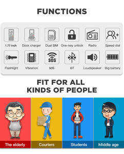 Téléphone mobile <span class=keywords><strong>senior</strong></span> UNIWA V171 à écran horizontal, <span class=keywords><strong>facile</strong></span> à utiliser, avec fonction SOS <span class=keywords><strong>pour</strong></span> personnes âgées - Product Image 2