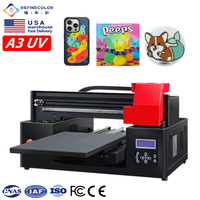 Refinecolor Nouvelle imprimante jet d'encre à plat A3 UV économique Machine d'impression à stylo briquet à couverture mobile pour les petites entreprises