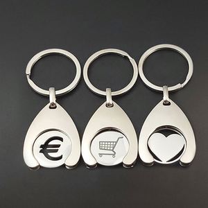 Bulk Metal OEM Engraving Card <b>Holder</b> Keychain Blank Euro Token Shopping Trolley <b>Key</b> Chain Ring Embossed Coin <b>Holder</b> Keychain - Product Image 1