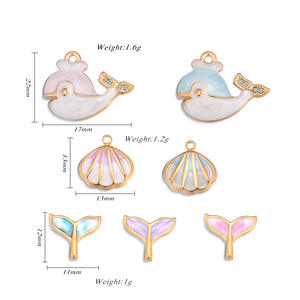 Carino a tema oceano in acciaio inox balena/conchiglia/coda di pesce ciondolo Boho olio a goccia charm gioielli da te accessori per donne ragazze - Product Image 2