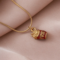 Collier pendentif frites personnalisé, accessoire de bijoux mignon pour enfants, pendentif alimentaire personnalisé en acier inoxydable émaillé plaqué or 18 carats