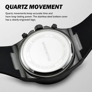 WINDOWSTIME <strong>Custom</strong> New Design High Quality Watch Casual Chronograph Men's Watches Silicone Band Business Wristwatch Quartz Clock - Product Image 5