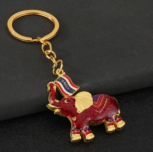 Porte-clés mousqueton élégant en acier inoxydable UV, motif éléphant thaïlandais, accessoire de sac, cadeau de voyage, couleur - Product Image 2