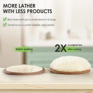 Grand Natural Gray Loofah Handheld Bath Brush Dead Skin Removing Exfoliating Body <b>Sponge</b> 9x12cm Round for <b>Shower</b> and Bath Use - Product Image 5