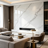 Carrelage mural et de sol en pierre frittée polie Horizon White pour salon, chambre, couloir, salle à manger et extérieur