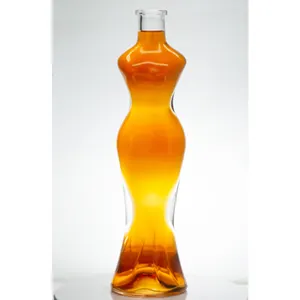 Garrafa de vidro personalizada para garrafa de vodka, garrafa de vidro com tampa de 750 ml à prova d'água
