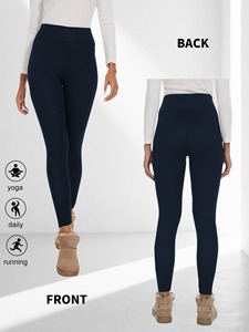 Leggings thermiques doublés en polaire pour femmes, taille haute, épais, chauds, élastiques, pour l'entraînement en hiver et les activités de plein air - Product Image 6