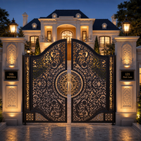 Portail de luxe moderne en aluminium découpé au laser, artistique et intelligent, double entrée avec reconnaissance faciale pour manoir et appartement