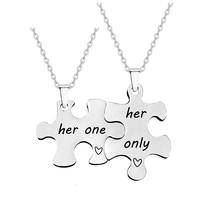 Forever Always Couple Géométrique Amour Puzzle Lettrage Pendentif En Acier Inoxydable pour Anniversaires De Mariage Chandail Chaîne Style