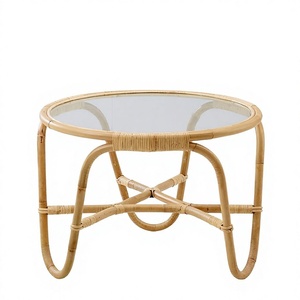 Custom OEM Modern Eco - Friendly Flower Rattan Round <b>Pedestal</b> Accent <b>Table</b> High Quality Variety Colors Choices Made in Vietnam - Product Image 1
