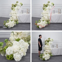 Nouvelle tendance : Composition florale artificielle d'hortensias blancs et verts pour chemin de table, décoration latérale de table pour événements de mariage