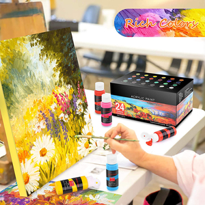Ensemble de <span class=keywords><strong>peinture</strong></span> <span class=keywords><strong>acrylique</strong></span> 24 couleurs 59 ml pour enfants, étudiants, débutants, papier, toile, céramique, bois, tissu, <span class=keywords><strong>peinture</strong></span> sur roche - Product Image 4