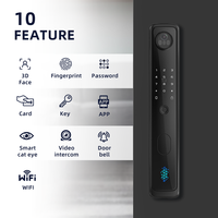 Cerradura Inteligente UIELOCK QA60 con Reconocimiento Facial 3D, Videollamadas WiFi Tuya, Huella Dactilar, Código de Tarjeta, Pantalla de 3.5 Pulgadas para Casa, Villa, Madera